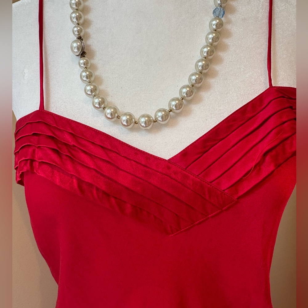 Vintage Victoria’s Secret 100% Silk Red ❤️ Chemise Slip Nightie Red Art Deco M